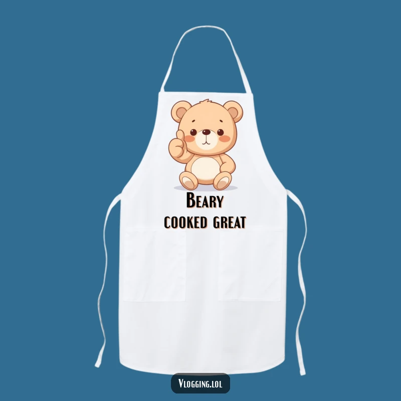 Funny Teddy Bear Thumbs Up Apron: Cook with Pride and Cheerful Humor