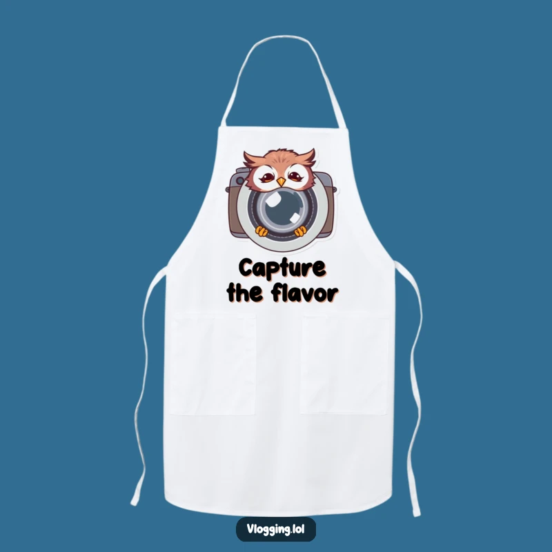 Funny Giggling Owl Apron: Photographer's Lens Laugh - Kitchen Funny Gift for Cooks