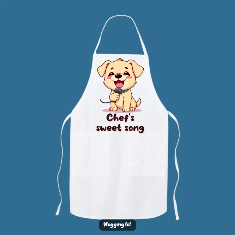 Funny Chef Puppy Apron: Delighted Puppy Singing While Cooking!