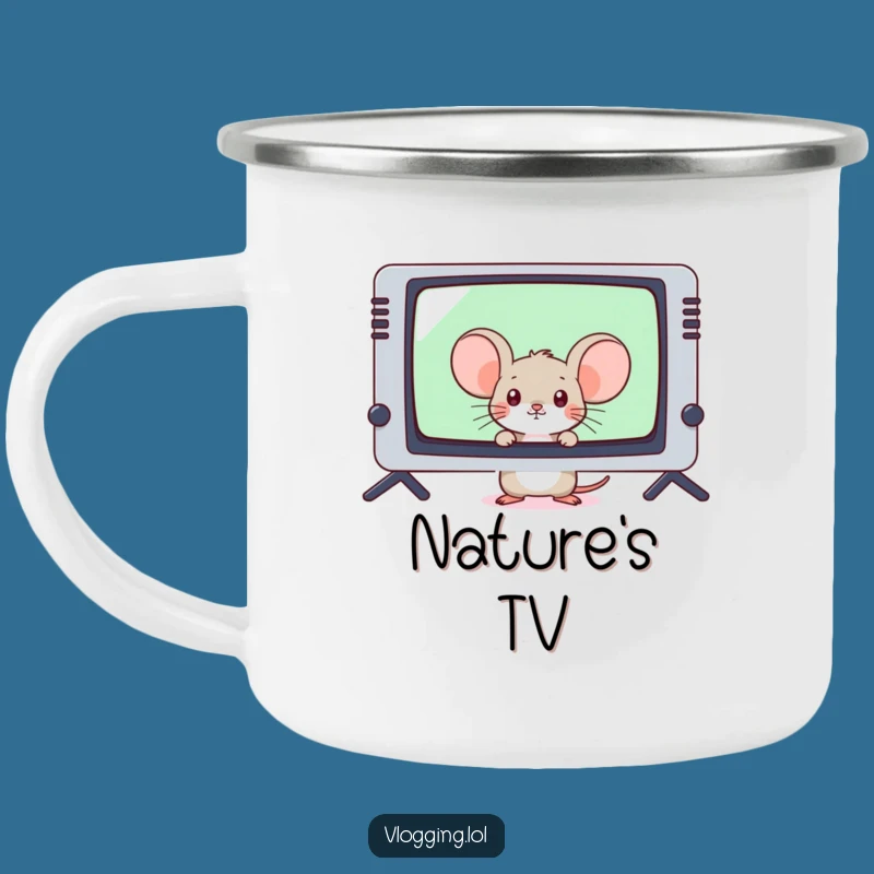 Funny Shy Mouse Camper Mug - Outdoor Peek Coffee Cup Gift
