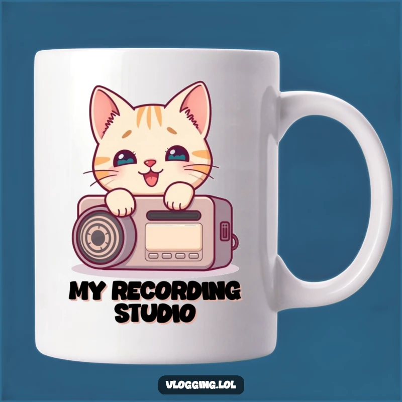 Funny Cat Recording Mug - Hilarious Pet Lover Gift for Creators