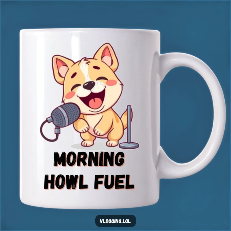 Funny Dog Barking Mug: Enthusiastic Microphone Performance Gift