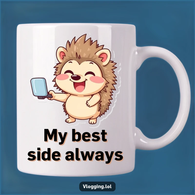 Funny Giggling Hedgehog Selfie Mug: A Hilarious Gift for Social Prickles