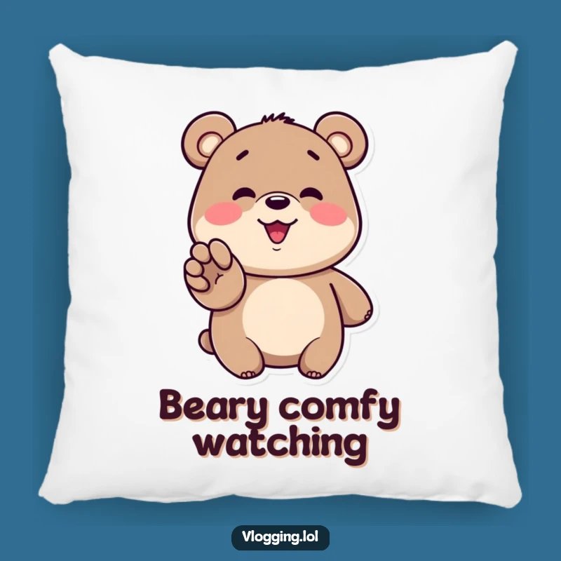 Funny Bear Watching Pillow - Hilarious Couch Decor for Enthusiasts