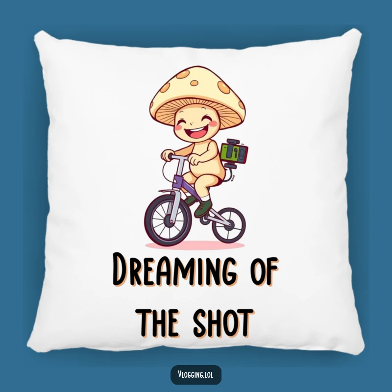 Funny Mushroom Unicyclist Pillow: Add a Touch of Humor with This Fungi Filmer