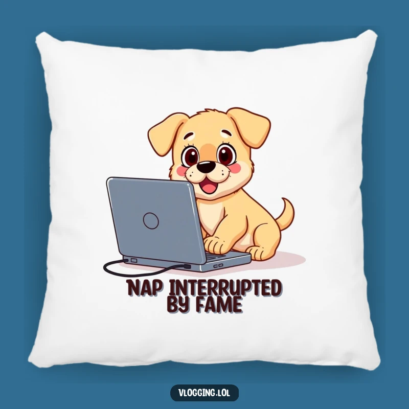 Funny Surprised Puppy Pillow: Cozy Vlogger Decor for Content Chaos
