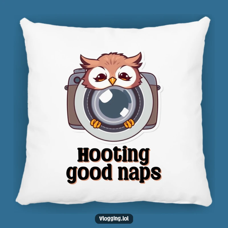 Funny Giggling Owl Pillow: Camera Lens Peek - Comfy Funny Gift for Photo Lovers