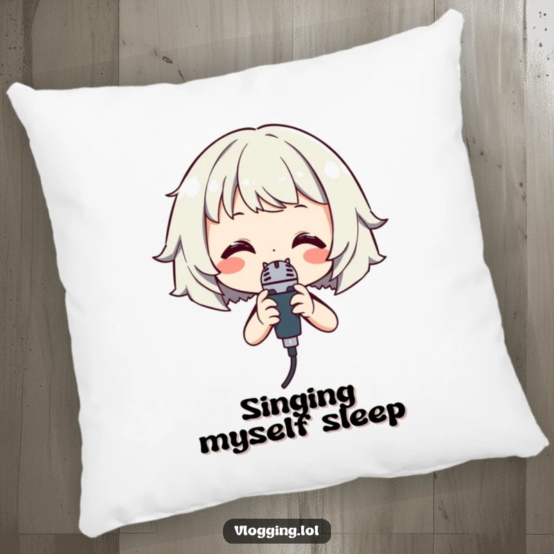 Funny Singer Pillow: A smiling character holding a microphone, offering comfort and a humorous musical touch to any room.