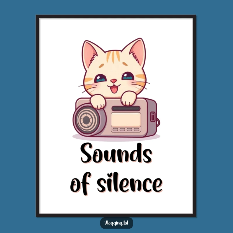 Funny Cat Recording Digital Art Print - Hilarious Wall Decor
