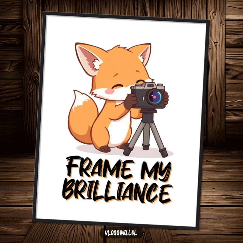Funny Digital Art: A curious fox ready to capture moments, bringing artistic vision and humor, a downloadable funny gift.