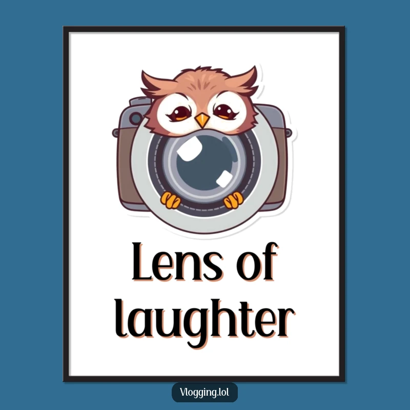 Funny Giggling Owl Digital Art: Camera Lens Laugh - Instant Funny Gift for Walls