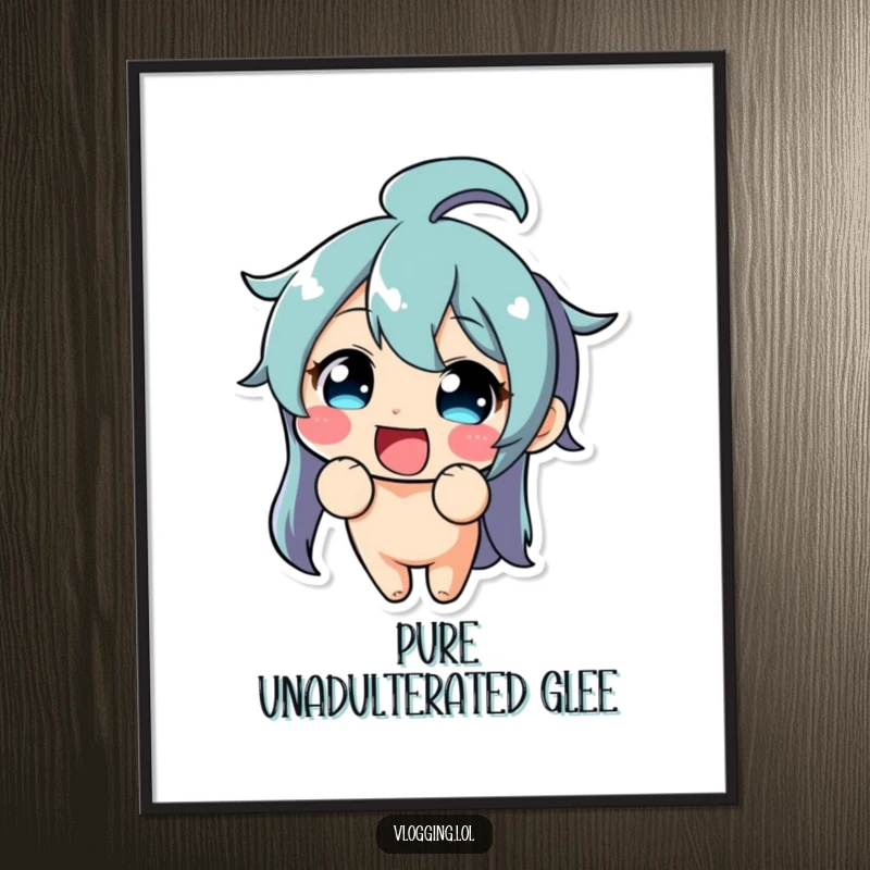 Funny digital art print of a delighted character making an exaggerated, comical funny face directly at the camera.