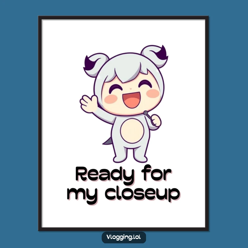 Funny Stage Presence Art Print: Happy Character Mic Waving, Instant Funny Download