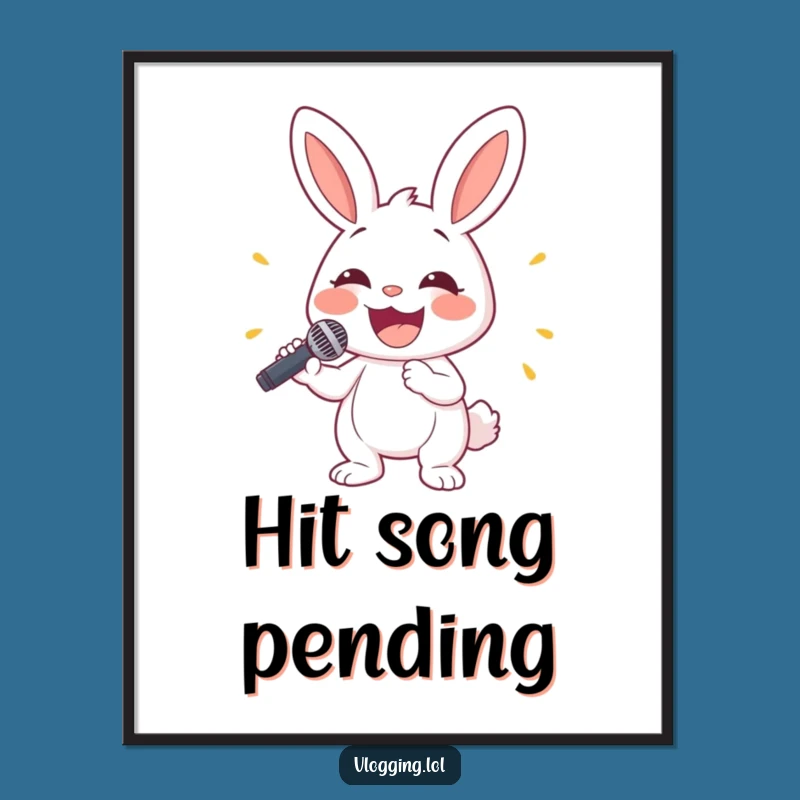 Funny Bunny Singing Digital Art Print - Hilarious Wall Decor