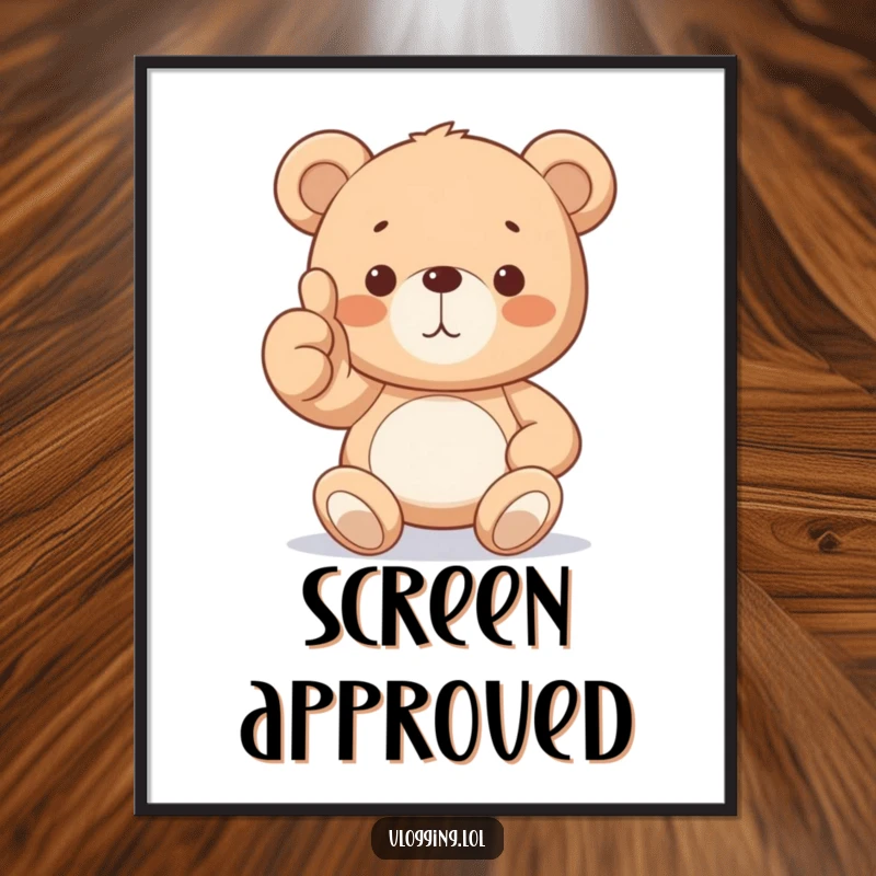 Funny Teddy Bear Digital Art showing a proud teddy bear giving a confident thumbs up. Instant printable wall art for a cheerful home.