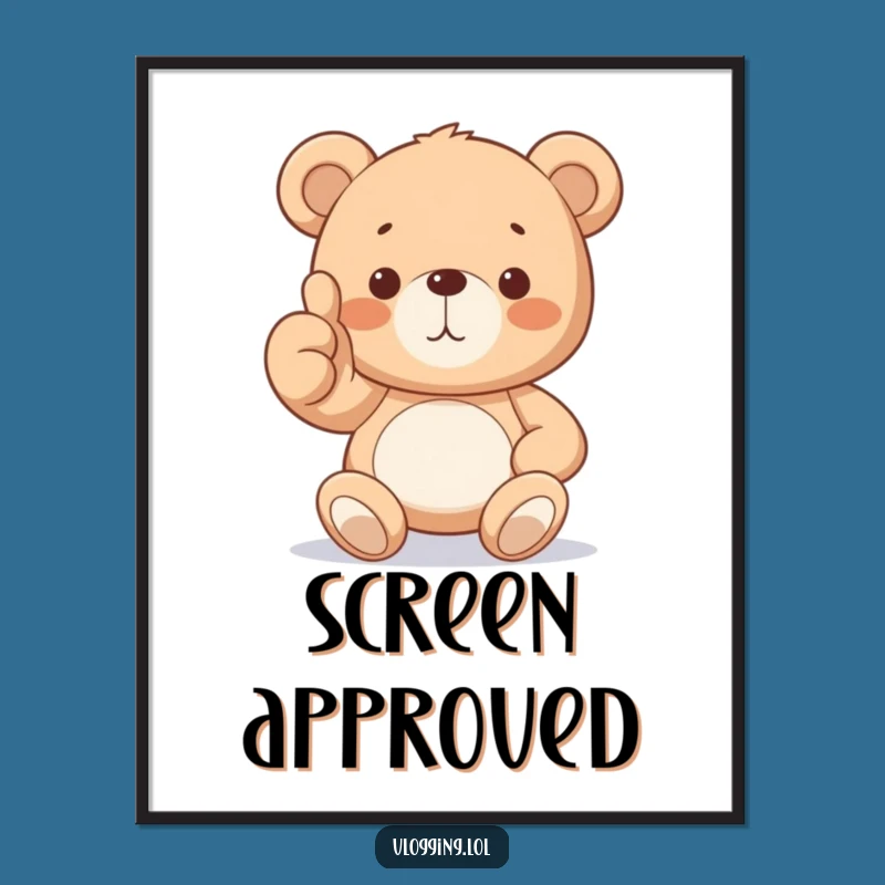 Funny Teddy Bear Thumbs Up Digital Art: Instant Joyful Wall Decor for Your Space