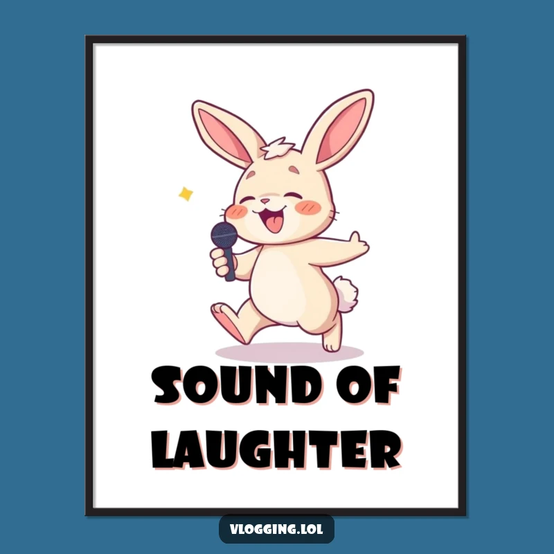 Digital Funny Bunny Print - Tripping Singer Art, Instant Hilarious Decor Gift