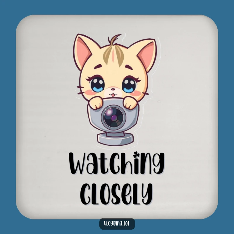 Funny Curious Webcam Peeker Drink Coaster: Protect Surfaces Funnily Funny Gift