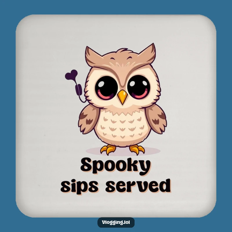 Funny Joyful Owl Drink Coaster - Spooky Table Gift