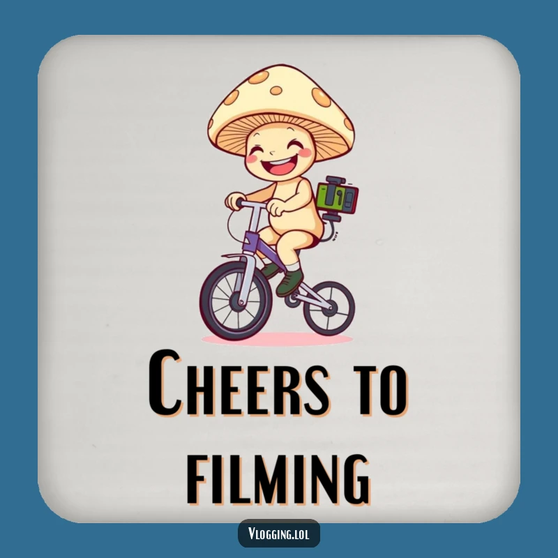 Funny Mushroom Unicyclist Coaster: Protect Surfaces with This Fungi Filmer