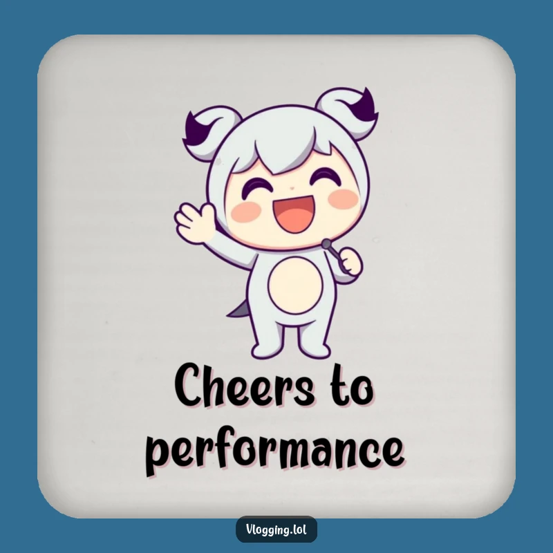 Funny Spotlight Coaster: Happy Character Mic Waving, Protect Surfaces with Funny Flair