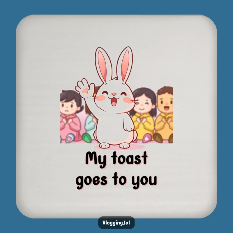 Funny Cheerful Rabbit Coasters: Protect Surfaces with Smiles, a Charming Funny Gift Set!
