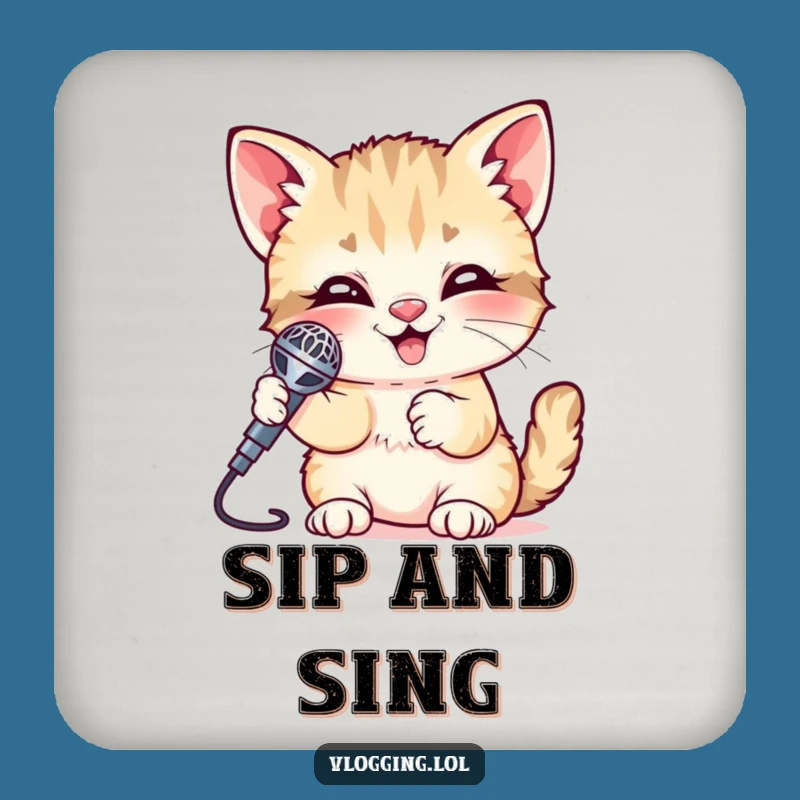 Protect Surfaces with a Funny Kitten Microphone Coaster!
