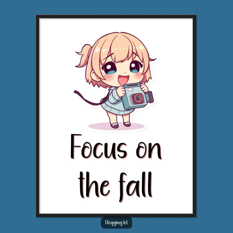 Funny Focus Folly Poster: Giggling Character Tripping, Vibrant Funny Wall Art Gift