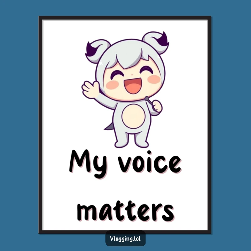 Funny Applause Poster: Happy Character Mic Waving, Vibrant Funny Wall Art Gift