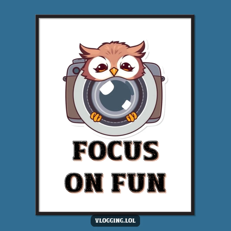 Funny Giggling Owl Poster: Camera Lens Laugh - Hilarious Funny Gift for Walls