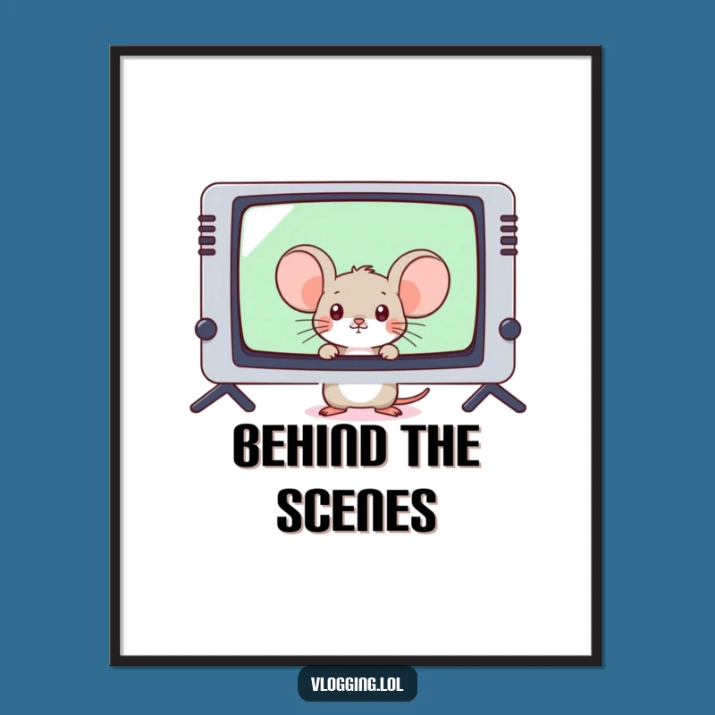 Funny Shy Mouse Gamer Poster - Wall Art Peek Gaming Decor Gift