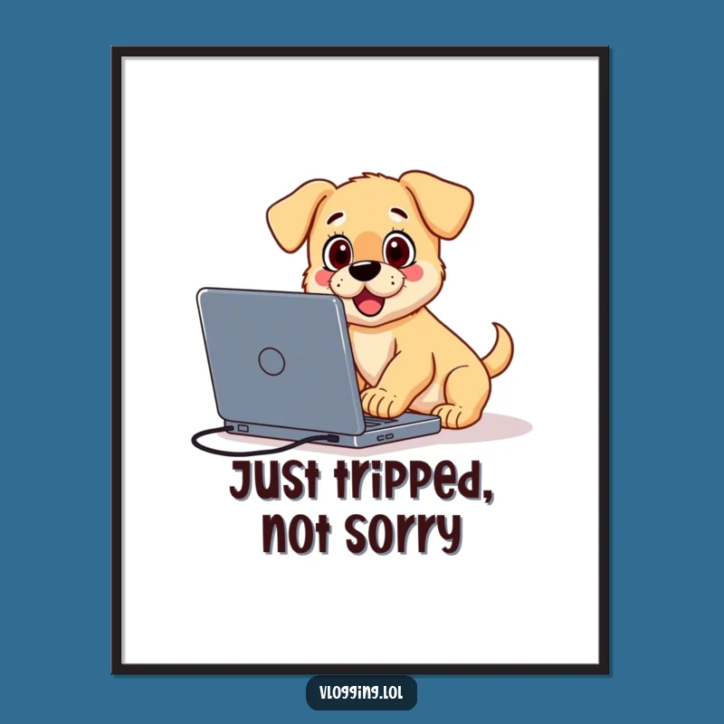 Funny Surprised Puppy Poster: Hilarious Vlogger Art for Content Chaos
