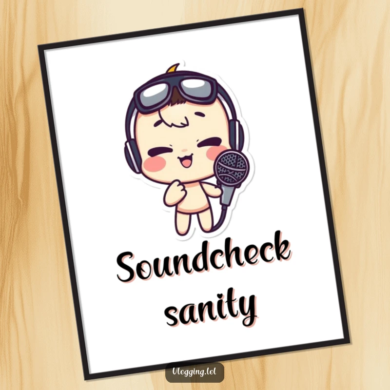 Funny poster art of a character making a ridiculous face into a microphone, ideal for adding humor to any room's decor.