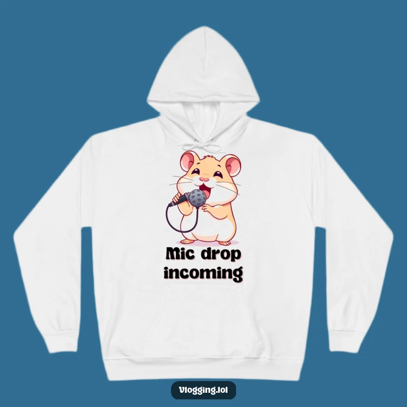 Cozy Funny Hamster Microphone Hoodie - Warm & Hilarious Gift for Music Fans