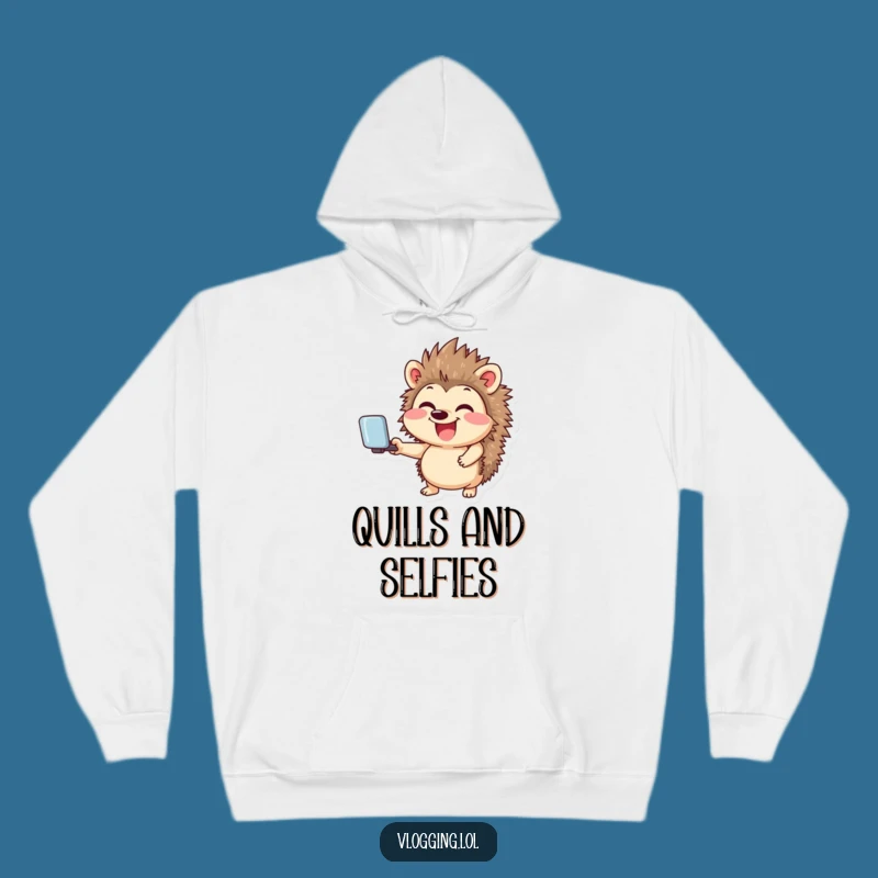 Funny Giggling Hedgehog Hoodie: Cozy Selfie Gear for Social Stars