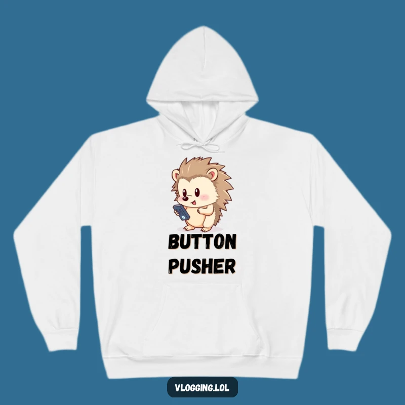 Funny Hedgehog Hoodie: Remote Control Power - Cozy Funny Gift for Cozy Techies