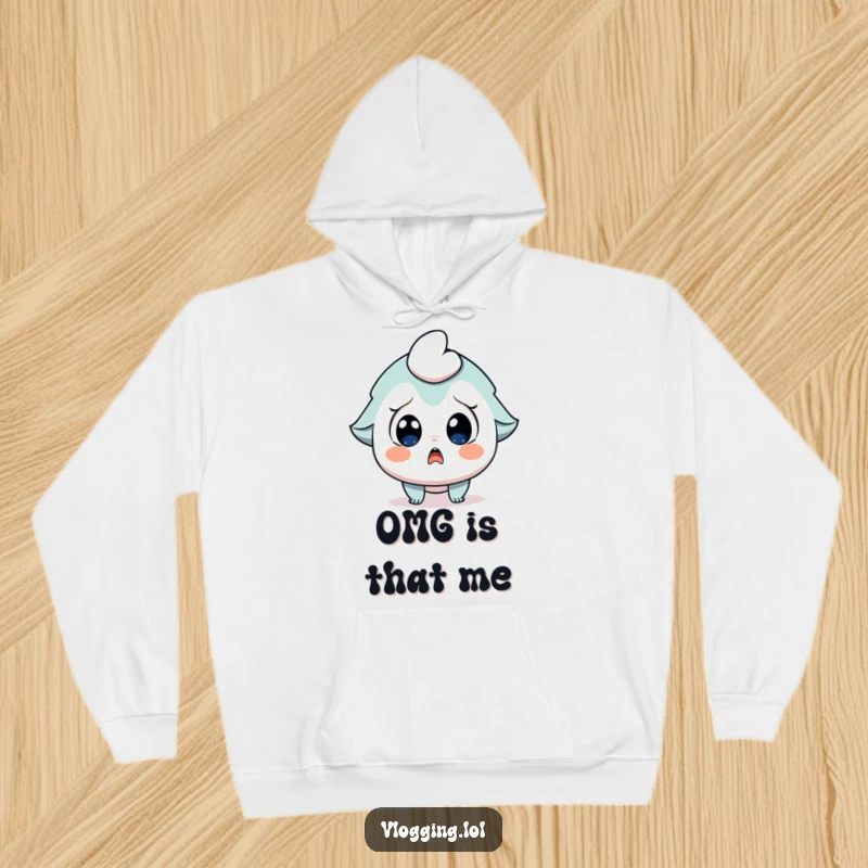 Funny hoodie featuring a character with wide, shocked eyes and an open mouth gasping in surprise at the viewer.