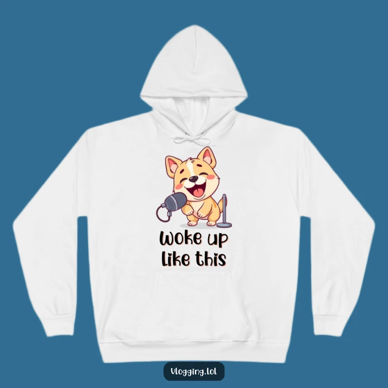 Cozy Dog Barking Hoodie: Enthusiastic Mic Performance Gift