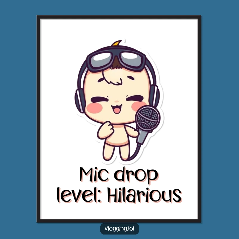 Funny Wall Art: Free Printable Silly Face Microphone Humor Downloadable Decor Gift