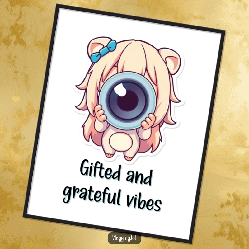 Funny Free Printable Wall Art: A beaming character happily presents a large, colorful gift, creating a cheerful focal point.