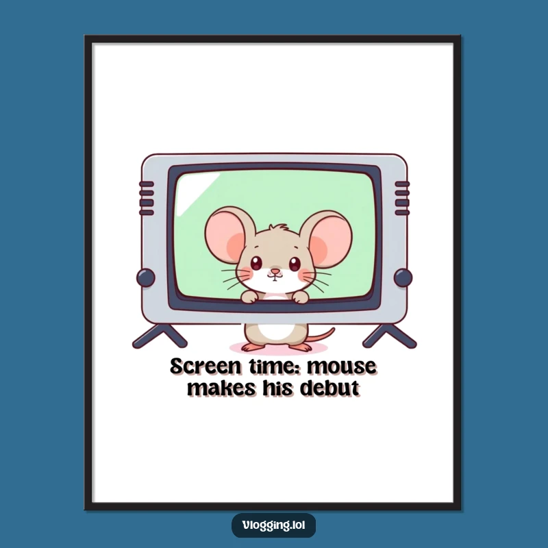 Funny Free Printable Wall Art: Shy Mouse Gamer Digital Downloadable Decor