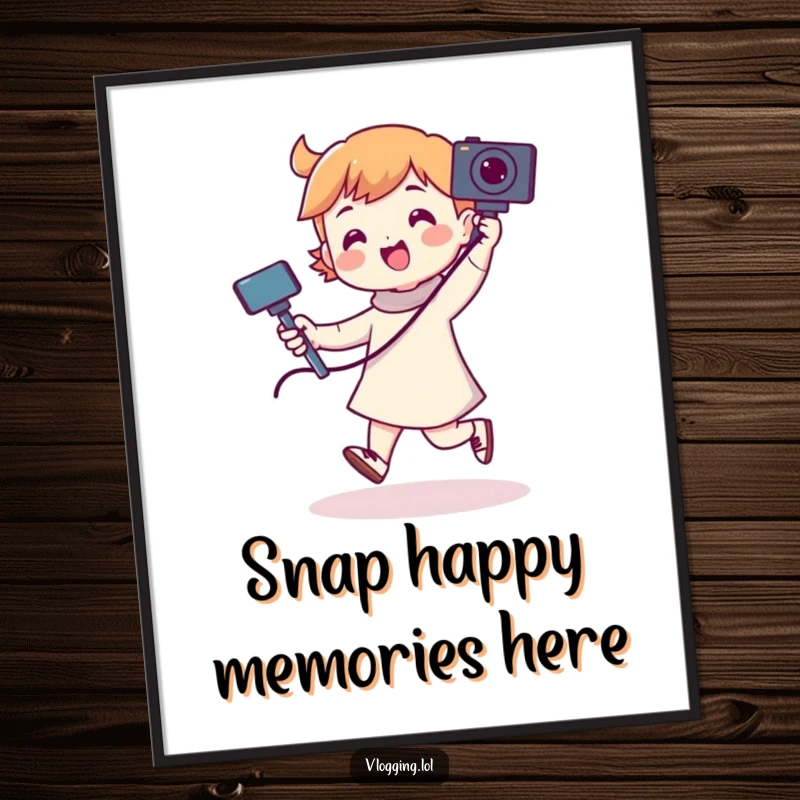 Funny Free Printable Wall Art: Character in a vibrant dance pose holding a selfie stick, creating a lively scene.