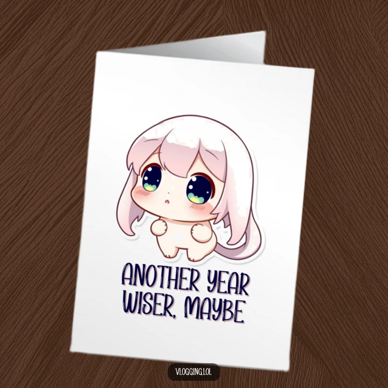 Funny Free Printable Birthday Card showing a character with wide eyes looking shocked at their screen, ideal for tech lovers.