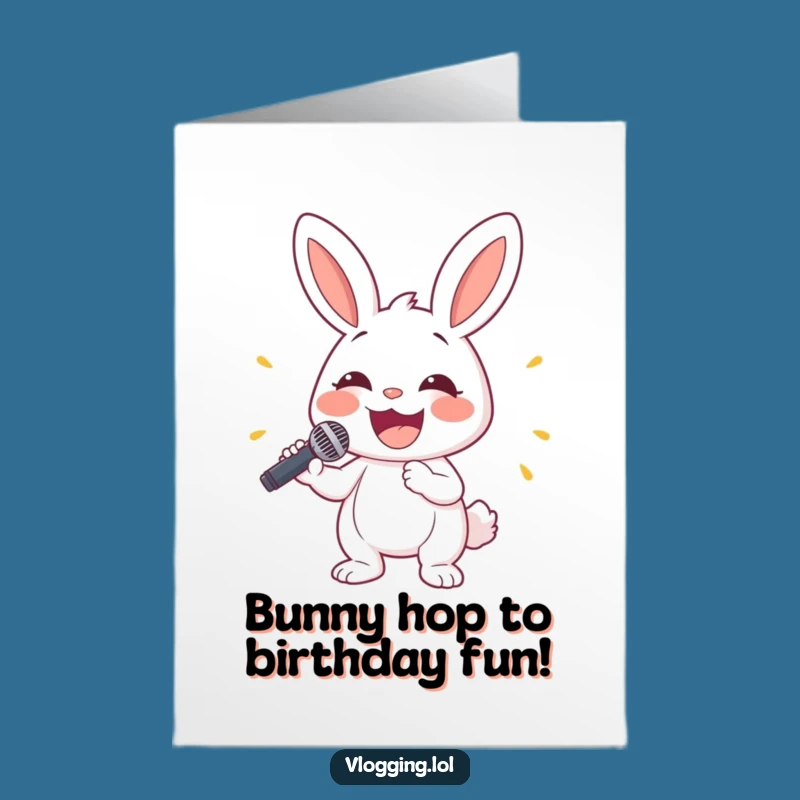 Free Printable Funny Bunny Birthday Card: Rockstar Rabbit Sings Loud! Downloadable Fun!