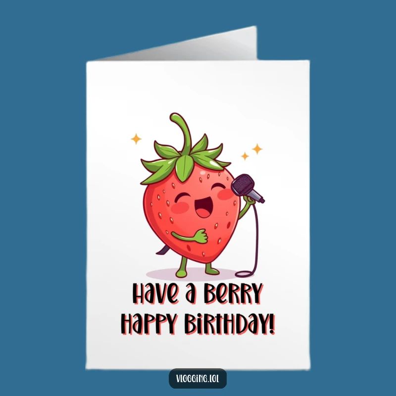 Free Printable Singing Strawberry Birthday Card: Fruity Fun Downloadable Gift
