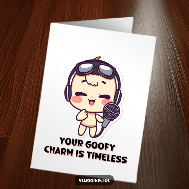 Funny Free Printable Birthday Card: Silly Character Making a Wild Face into a Microphone, Ready to Sing Out Loud