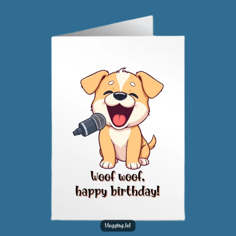 Free Printable Funny Puppy Birthday Card: Barking Star Sings Loud! Downloadable Fun!