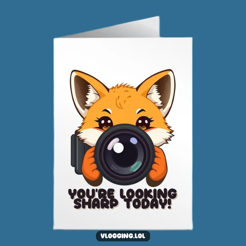Free Printable Funny Fox Birthday Card: Curious Peek Downloadable Gift