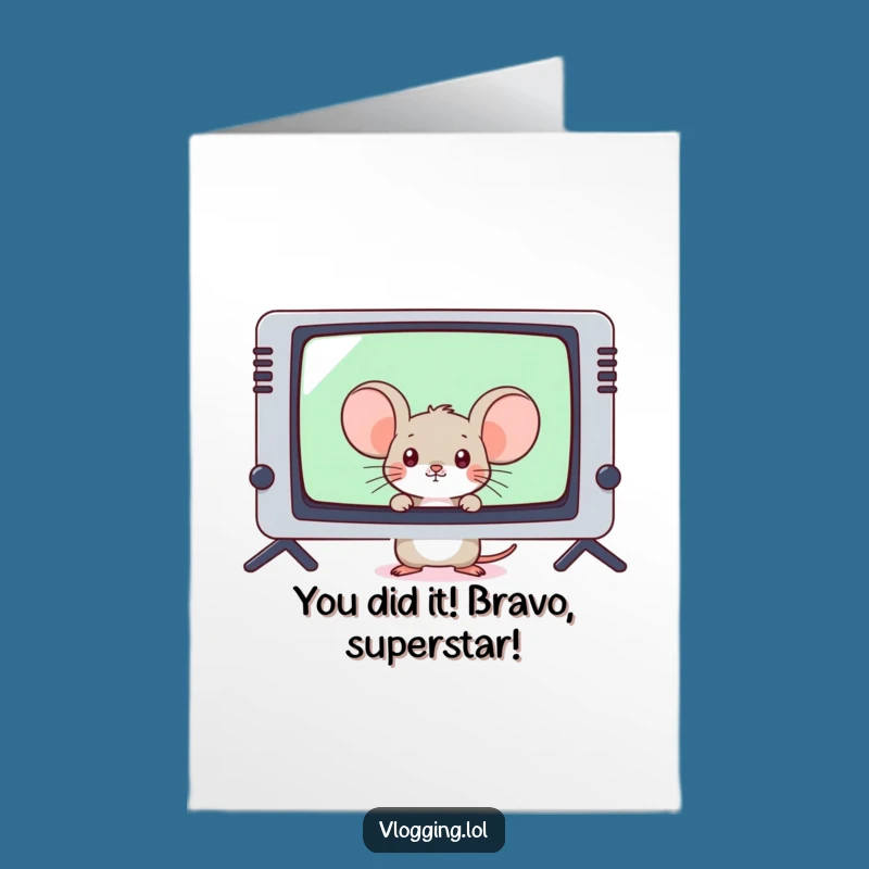 Free Printable Congrats Card: Shy Mouse Gaming Success Funny Downloadable Gift
