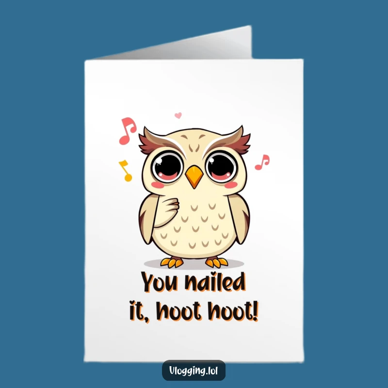 Free Printable Owl Congrats Card: Funny Spooky Sound Downloadable Gift for Achievements